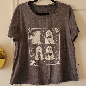 SHEIN Gray Ghost Print Short Sleeve Tee